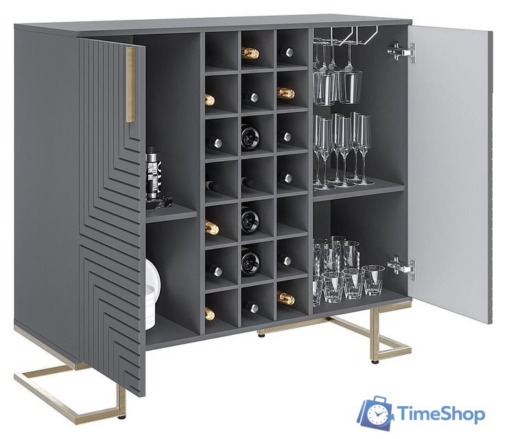 Комоды, тумбы Involux Неаполь 233H211 (графит/черный матовый/золото) - Изображение №3 — Интернет-магазин Time-Shop