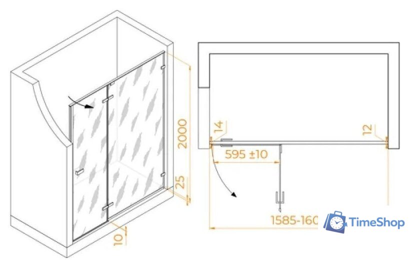 Душевая дверь RGW SV-004B 353200416-14 (черный/прозрачное стекло) - Изображение №2 — Интернет-магазин Time-Shop