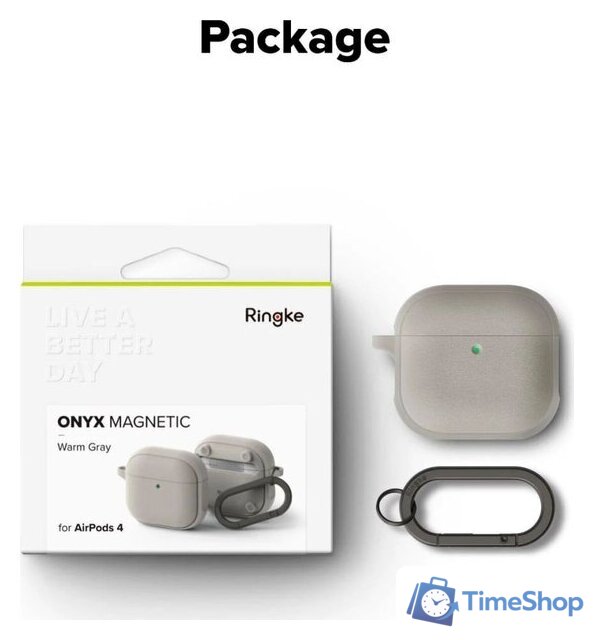 Чехол Ringke Onyx Magnetic для Airpods 4 Warm Gray - Изображение №11 — Интернет-магазин Time-Shop