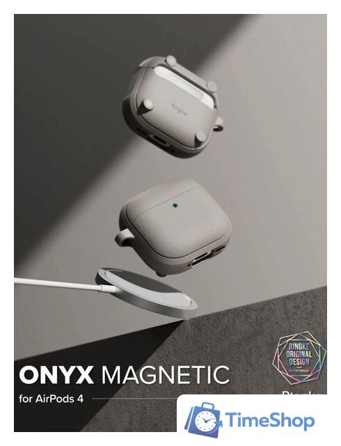 Чехол Ringke Onyx Magnetic для Airpods 4 Warm Gray - Изображение №2 — Интернет-магазин Time-Shop