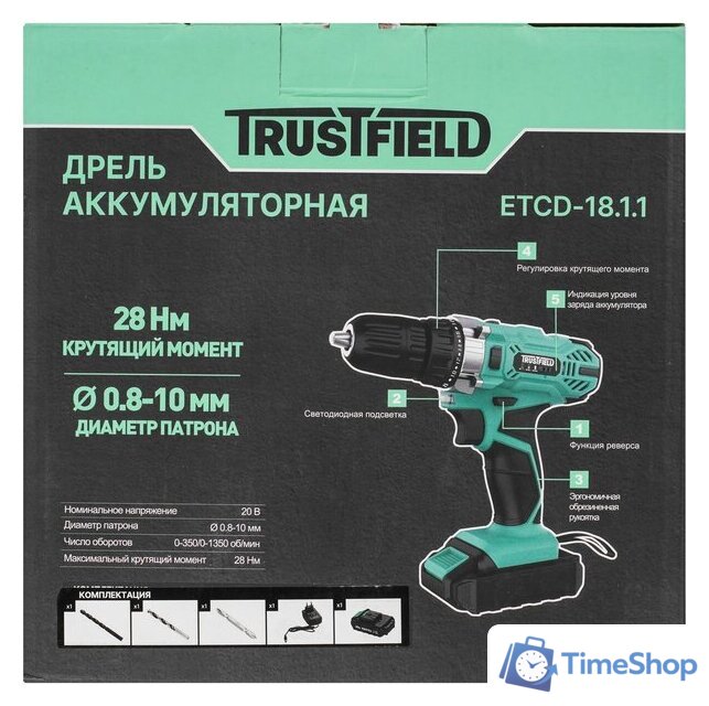 Дрель-шуруповерт Trustfield ETCD-18.1.1 (с 1-им АКБ) - Изображение №8 — Интернет-магазин Time-Shop