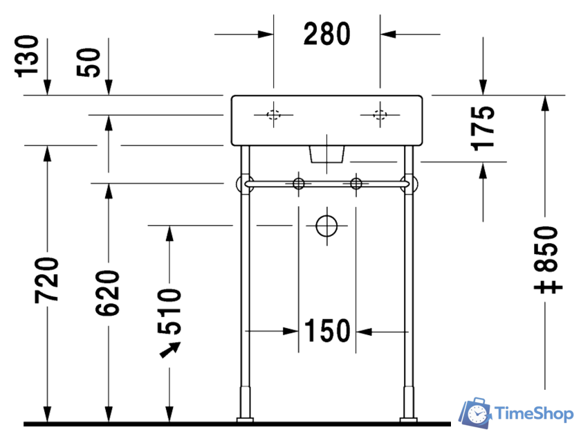 Умывальник Duravit Vero 50x47 (0454500000) - Изображение №4 — Интернет-магазин Time-Shop