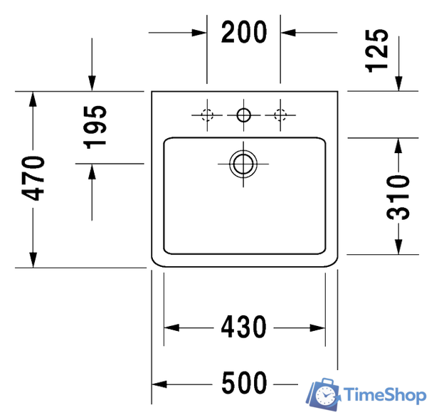 Умывальник Duravit Vero 50x47 (0454500000) - Изображение №2 — Интернет-магазин Time-Shop