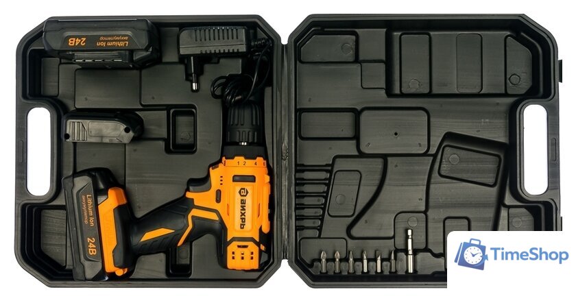 Дрель-шуруповерт Вихрь ДА-24Л-2К (с 2-мя АКБ, кейс) - Изображение №3 — Интернет-магазин Time-Shop