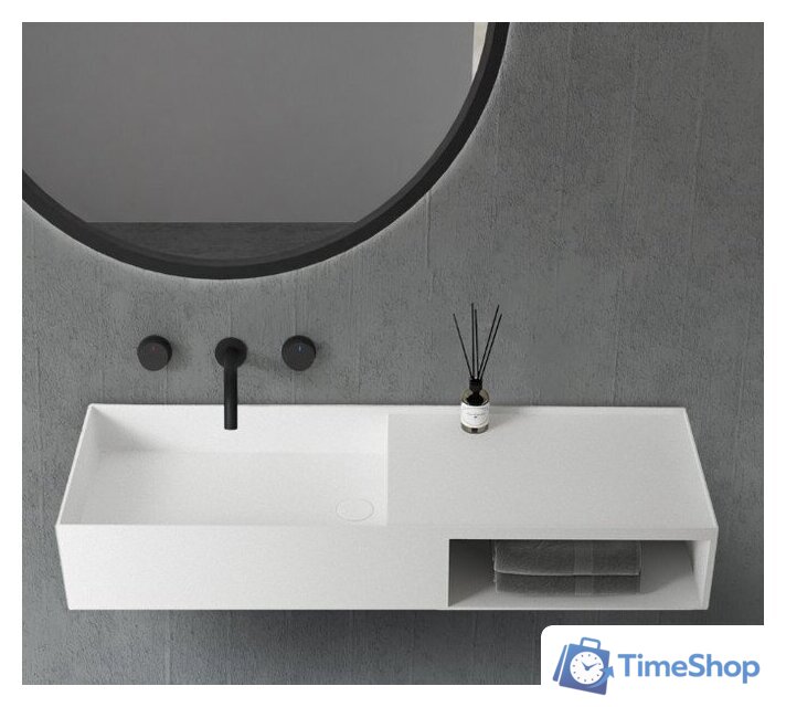  Abber Тумба с умывальником Stein AS2649-1.2 (подвесной, белый матовый) - Изображение №2 — Интернет-магазин Time-Shop