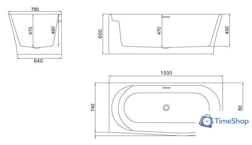 Ванна BelBagno BB410 150x78 (левая) - Изображение №4 — Интернет-магазин Time-Shop