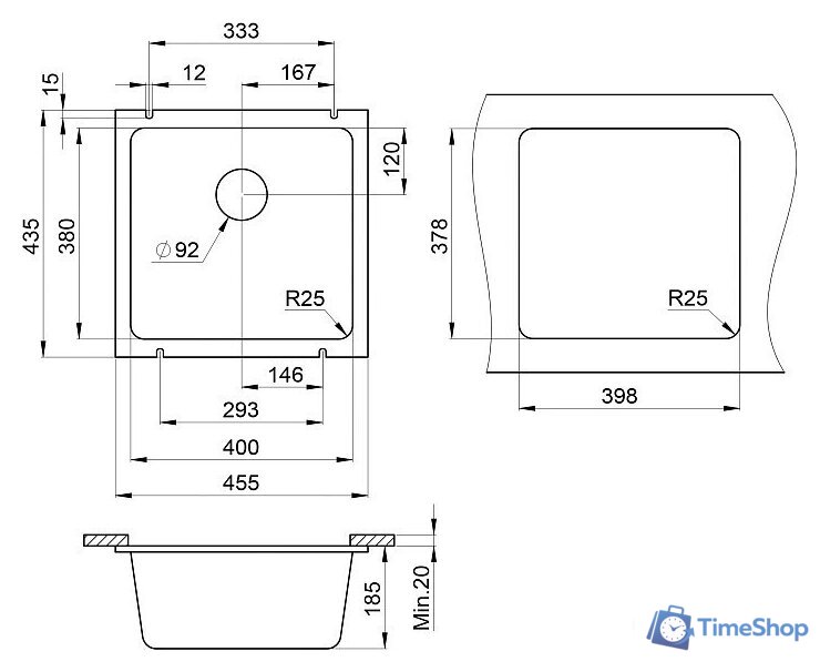 Кухонная мойка Granula GR-3801 (шварц) - Изображение №3 — Интернет-магазин Time-Shop