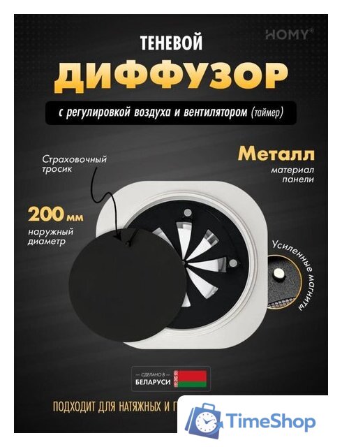 Вентиляционная решетка HOMY AIR круглый A125BRT d200 (черная) - Изображение №1 — Интернет-магазин Time-Shop