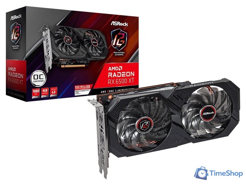 Видеокарта ASRock Radeon RX 6500 XT Phantom Gaming D 4GB OC RX6500XT PGD 4GO - Изображение №4 — Интернет-магазин Time-Shop