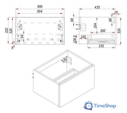  ЗОВ Тумба под умывальник Кито 100 K100LA0MWMC-KP13W (аттик/белый матовый) - Изображение №8 — Интернет-магазин Time-Shop