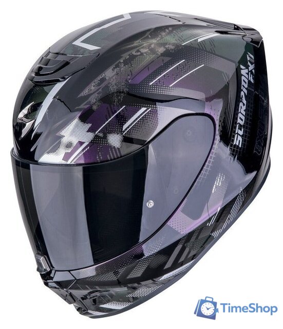 Мотошлем Scorpion Exo Exo-391 Clutter (р. L, черный хамелеон/фиолетовый) - Изображение №1 — Интернет-магазин Time-Shop