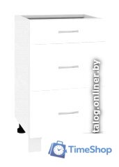 Шкаф напольный Кортекс-мебель Корнелия Лира НШ60р3ш без столешницы (белый) - Изображение №1 — Интернет-магазин Time-Shop