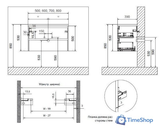  BelBagno Тумба под умывальник ETNA39-500/390-2C-SO-RN-P - Изображение №11 — Интернет-магазин Time-Shop