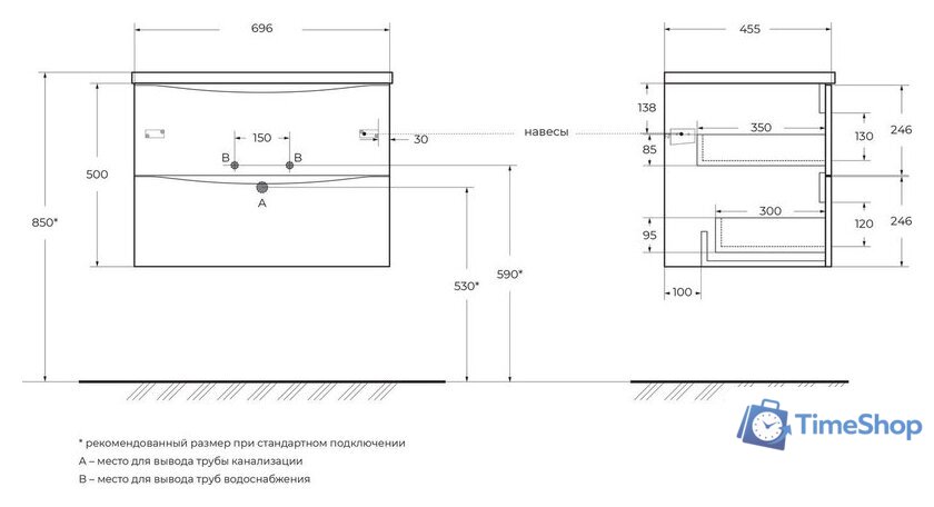  BelBagno Тумба под умывальник MARINO-CER-N-700-2C-SO-BO-P - Изображение №2 — Интернет-магазин Time-Shop