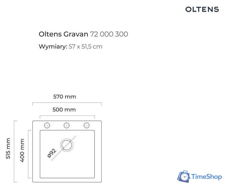 Кухонная мойка Oltens Gravan 72000300 - Изображение №2 — Интернет-магазин Time-Shop