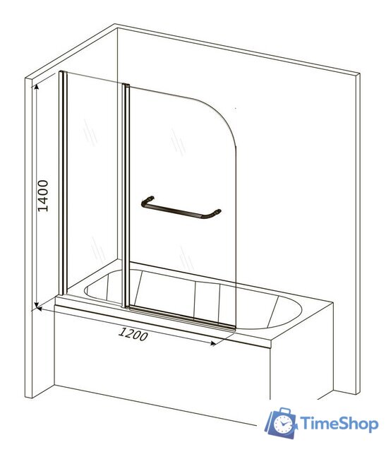 Стеклянная шторка для ванны Roxen Brimen 52010-120 120х140 - Изображение №11 — Интернет-магазин Time-Shop