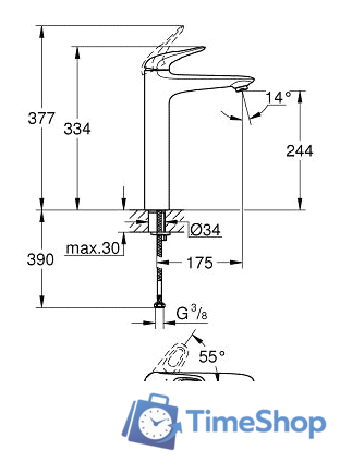 Смеситель Grohe Eurostyle 23570003 - Изображение №2 — Интернет-магазин Time-Shop