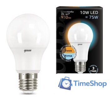 Светодиодная лампочка Gauss E27 10 Вт 2700 K [102502110-T] - Изображение №1 — Интернет-магазин Time-Shop