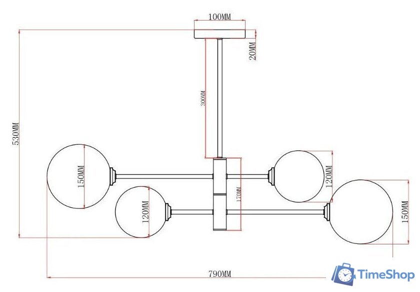 Подвесная люстра Moderli Molecule V10839-4P - Изображение №3 — Интернет-магазин Time-Shop