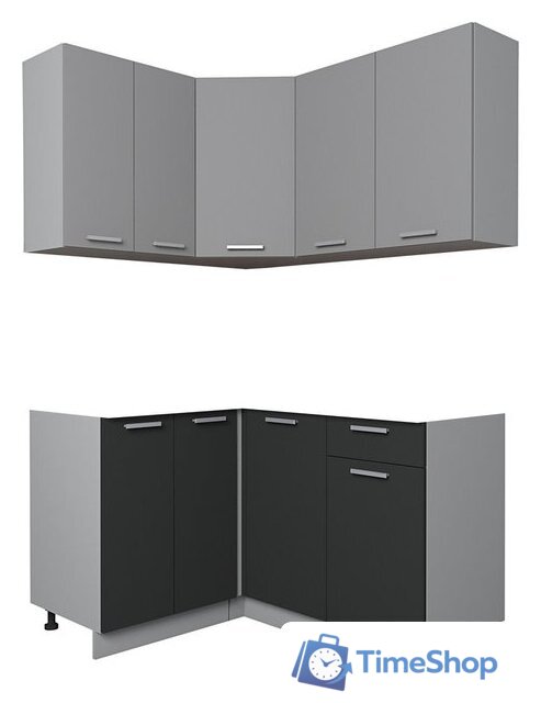 Готовая кухня Интерлиния Мила Лайт 1.2x1.2 без столешницы (серебристый/антрацит) - Изображение №1 — Интернет-магазин Time-Shop