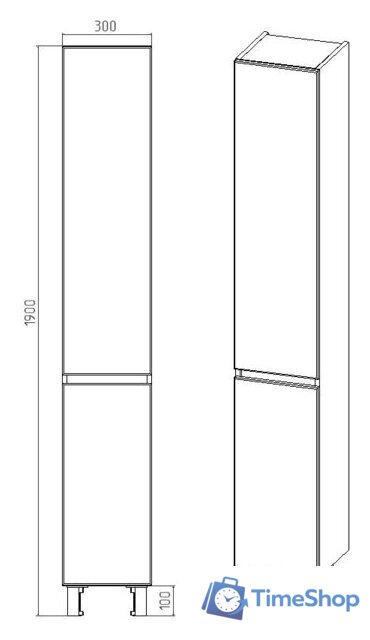  Viant Шкаф-пенал Марсель VMAR300G-PEN - Изображение №5 — Интернет-магазин Time-Shop