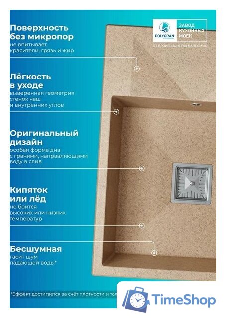 Кухонная мойка Polygran Blade 660 (песочный) - Изображение №9 — Интернет-магазин Time-Shop