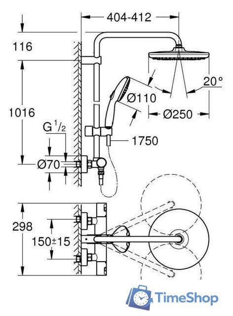 Душевая система  Grohe Vitalio Start 266772431 - Изображение №6 — Интернет-магазин Time-Shop