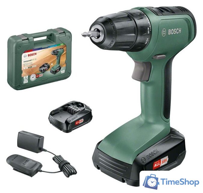 Дрель-шуруповерт Bosch UniversalDrill 18 06039C8005 (с 2-мя АКБ, кейс) - Изображение №1 — Интернет-магазин Time-Shop
