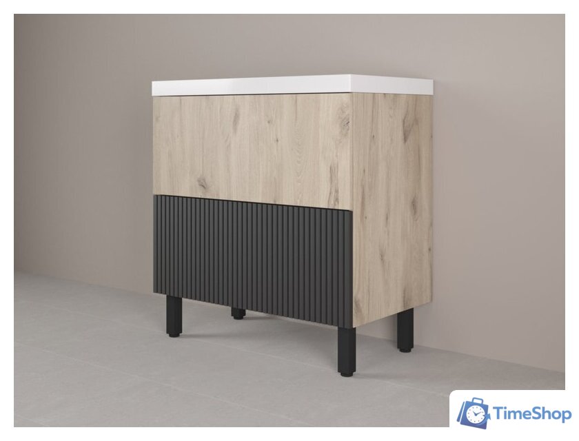  Style Line Тумба под умывальник Стокгольм ВЛДСП 80 2 ящика (напольная) - Изображение №3 — Интернет-магазин Time-Shop