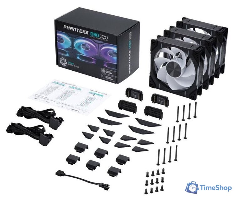 Комплект вентиляторов для корпуса Phanteks D30-120 D-RGB Reversed Black Triple PH-F120D30R_DRGB_PWM_BK01_3P - Изображение №1 — Интернет-магазин Time-Shop