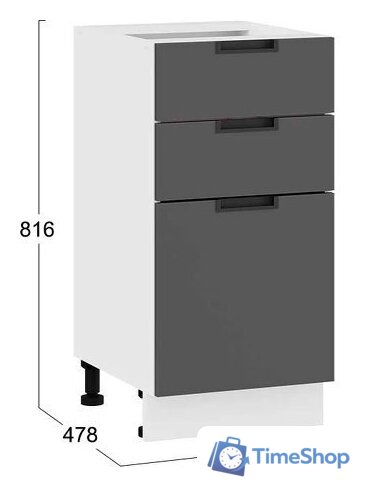 Шкаф напольный Трия Гренада 1Н4Я3 (белый/холст вулкан) - Изображение №3 — Интернет-магазин Time-Shop