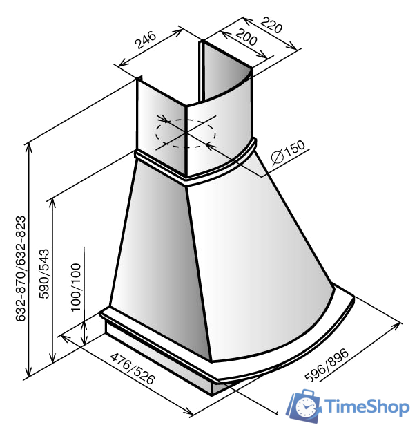 Кухонная вытяжка Elikor Ротонда 60П-650-П3Л (бежевый/дуб неокрашенный) (843334) - Изображение №2 — Интернет-магазин Time-Shop