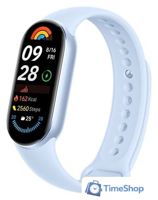 Фитнес-браслет Xiaomi Smart Band 9 (голубой, с голубым силиконовым ремешком, международная версия) - Изображение №1 — Интернет-магазин Time-Shop