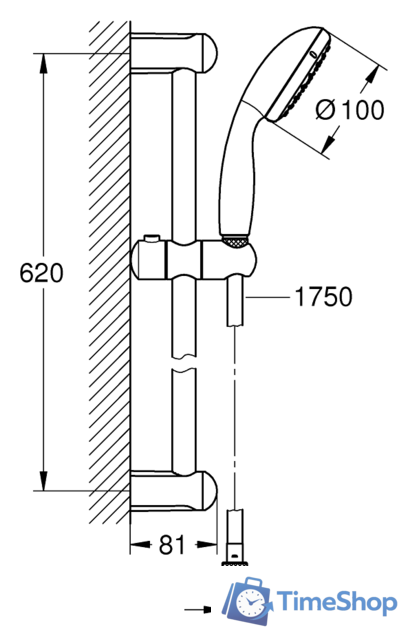 Душевой гарнитур  Grohe Tempesta 100 27924001 - Изображение №2 — Интернет-магазин Time-Shop