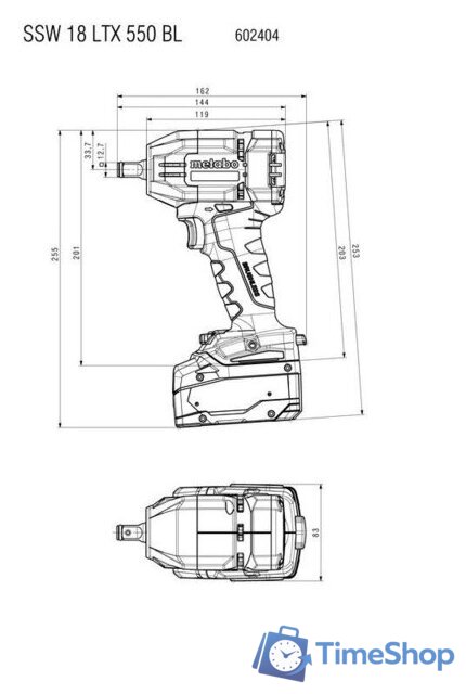 Гайковерт Metabo SSW 18 LTX 550 BL 602404840 (без АКБ, кейс) - Изображение №6 — Интернет-магазин Time-Shop