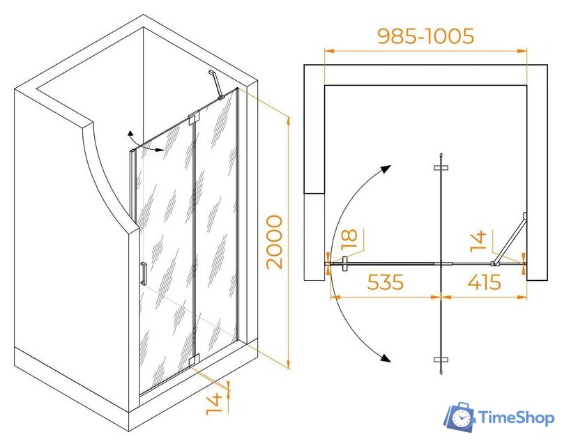 Душевая дверь RGW HO-014 350601410-11 - Изображение №4 — Интернет-магазин Time-Shop