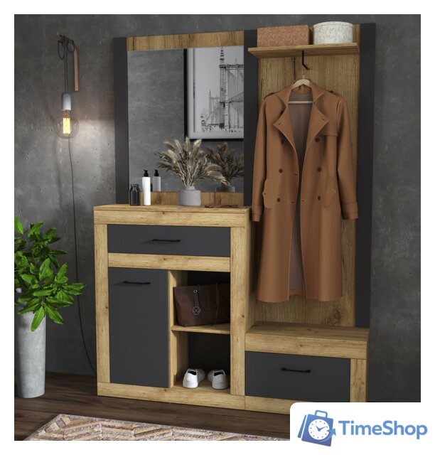 Стенка Интерлиния Loft LT-ШК2 (дуб золотой/антрацит) - Изображение №1 — Интернет-магазин Time-Shop