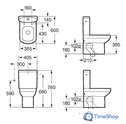 Унитаз напольный Roca Dama Senso [342518000] (без сиденья) - Изображение №2 — Интернет-магазин Time-Shop