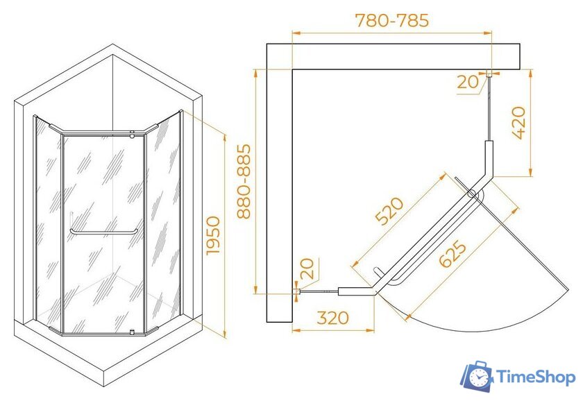 Душевой уголок RGW PA-091B 35089189-14 80x90 (черный/прозрачное стекло) - Изображение №2 — Интернет-магазин Time-Shop