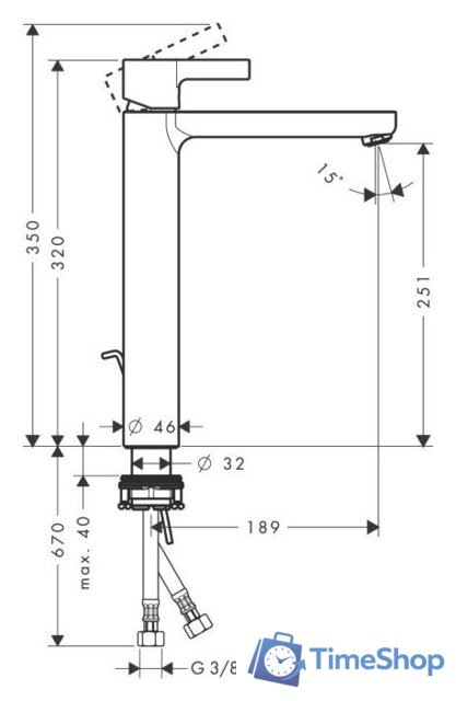 Смеситель Hansgrohe Metris S 31022000 - Изображение №2 — Интернет-магазин Time-Shop
