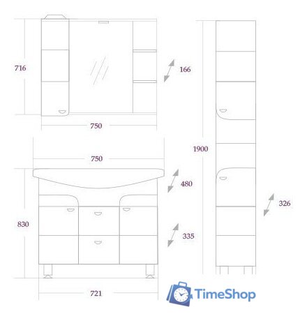  Onika Тумба под умывальник Стиль 75.13 - Изображение №2 — Интернет-магазин Time-Shop