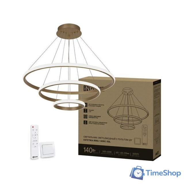 Подвесная люстра In Home Estetika Ring-140RC-3GL 4690612062488 - Изображение №2 — Интернет-магазин Time-Shop