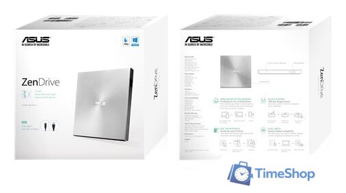 Оптический привод ASUS ZenDrive U9M SDRW-08U9M-U (серебристый) - Изображение №6 — Интернет-магазин Time-Shop