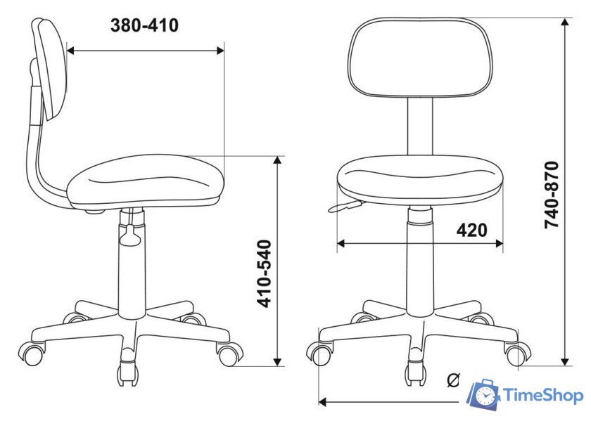 Офисное кресло Бюрократ CH-W201NX (серо-голубой Light-28/пластик белый) - Изображение №9 — Интернет-магазин Time-Shop