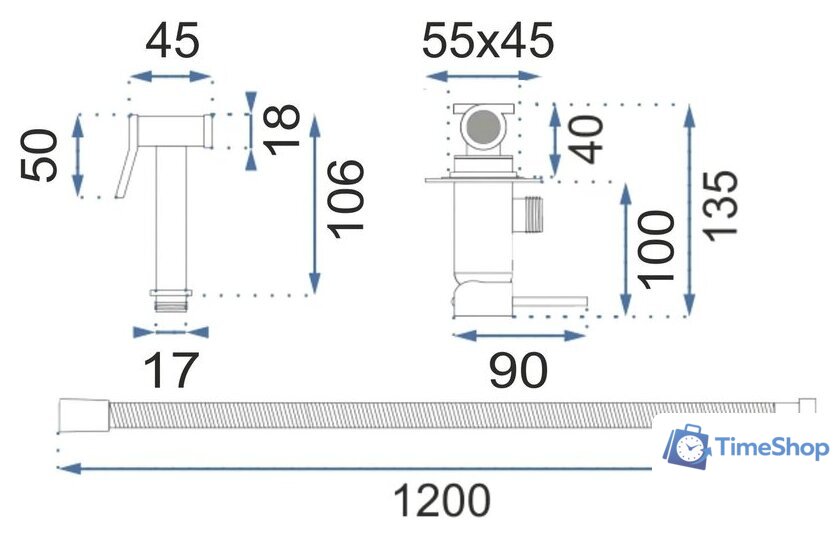 Гигиенический душ Rea Fenix Chrome B5126 (хром) - Изображение №5 — Интернет-магазин Time-Shop