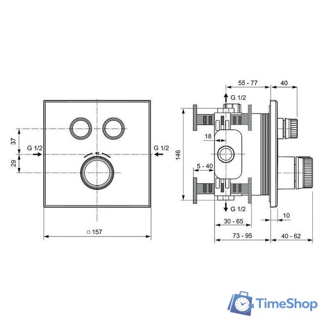 Душевая система  Ideal Standard Ceratherm Navigo A7773AA - Изображение №20 — Интернет-магазин Time-Shop