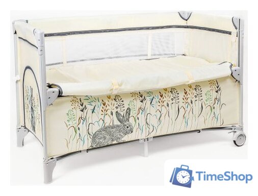 Манеж-кровать Amarobaby Transform Flora AMARO-26TrF/03 (бежевый) - Изображение №1 — Интернет-магазин Time-Shop