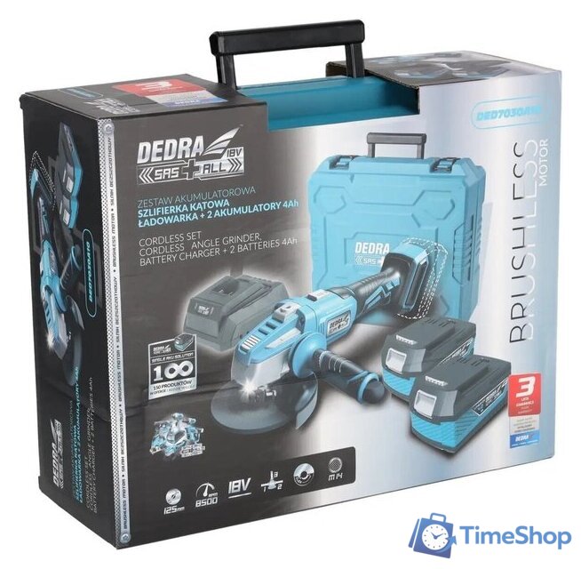 Угловая шлифмашина Dedra DED7030A10 (с 2-мя АКБ, кейс) - Изображение №7 — Интернет-магазин Time-Shop