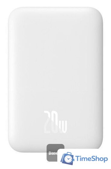 Внешний аккумулятор Baseus Magnetic Mini Wireless Fast Charging Power Bank 20W 6000mAh (белый) - Изображение №2 — Интернет-магазин Time-Shop