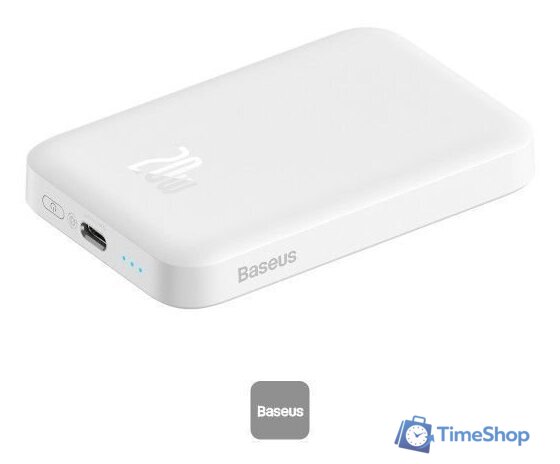 Внешний аккумулятор Baseus Magnetic Mini Wireless Fast Charging Power Bank 20W 6000mAh (белый) - Изображение №4 — Интернет-магазин Time-Shop
